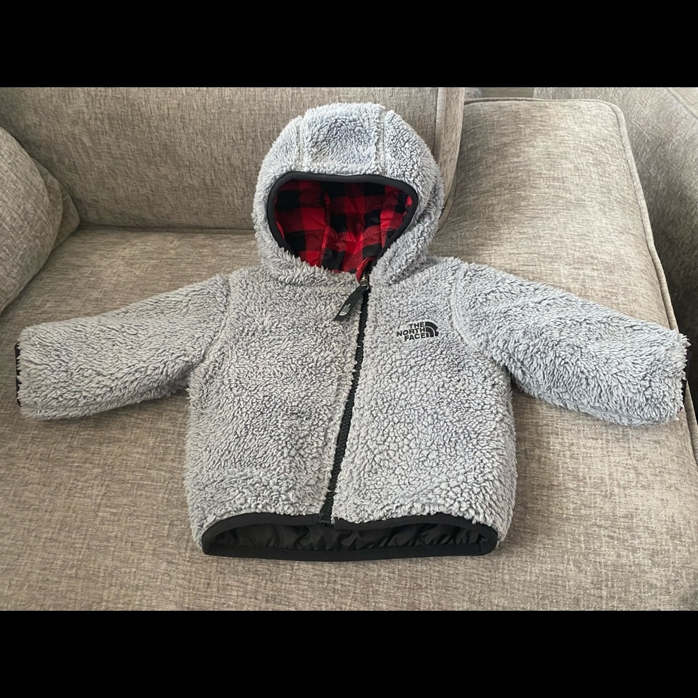 North Face Boys 6-9M Red Plaid Infant Baby Jacket
